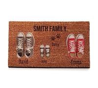 Wanapix | Felpudo Personalizado con Nombres | Felpudos Originales para la Entrada de Casa | Base Antideslizante | Fibras de Coco Natural | 70 x 40 cm | Familia + Hijo + Mascota