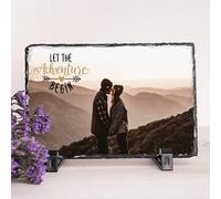 Wanapix | Foto Pizarra Personalizada | Diferentes Medidas | Incluye pie de Apoyo | 14x9cm | Regalo Original | Portafotos de Piedra con Foto y Texto