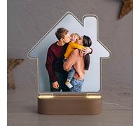 Wanapix | Lámpara Personalizada con Foto | Lámpara 3D un Regalo Original para Día de la Madre, Aniversario, Cumpleaños | Sin Pilas, Incluye cable USB | Luz LED Blanca | (Casa)
