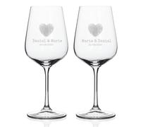 Wanapix | Pack 2 Copas de Vino Personalizadas | Copas de Cristal Grabadas para Vino con el Nombre o Texto que quieras | Pack de Copas de Cristal | Heart