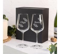 Wanapix | Pack 2 Copas de Vino Personalizadas | Estuche de Regalo Incluido | Copa de Cristal Grabada para Vino | Con Nombre o Texto | Pack de Copas de Cristal | Name