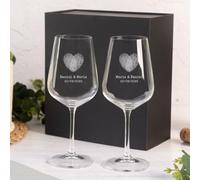 Wanapix | Pack 2 Copas de Vino Personalizadas | Estuche de Regalo Incluido | Copa de Cristal Grabada para Vino | Con Nombre o Texto | Pack de Copas de Cristal | Heart