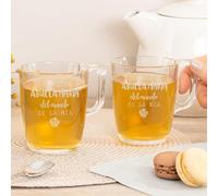 Wanapix | Pack 2 Tazas de Té Personalizadas con Nombre Grabado | Tazas de Cristal para infusiones | Capacidad 25 cl | Vidrio templado extra resistente | Aptas para Lavavajillas y Microondas | Abuela