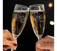Wanapix | Pack de 2 Copas de Cava Personalizada | Con Nombre y Año | Copa de Champagne Cristal Grabada a Láser | Boda/Aniversario/San Valentín | 20cl. | Nombres y Fecha | Happy New Year