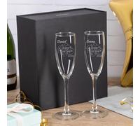 Wanapix | Pack de 2 Copas de Cava Personalizada | Estuche de Regalo Incluido | Copa de Champagne Cristal Grabada a Láser | Boda/Aniversario/San Valentín | 20cl. | Happy New Year