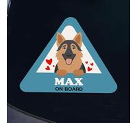 Wanapix | Pegatinas Personalizadas para el Coche | Personaliza con Nombre de tu Perro | Resistente a la Intemperie | Vinilo Adhesivo Coche o Moto | 15x13cm | Pastor Alemán