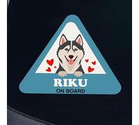 Wanapix | Pegatinas Personalizadas para el Coche | Personaliza con Nombre de tu Perro | Resistente a la Intemperie | Vinilo Adhesivo Coche o Moto | 15x13cm | Husky