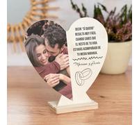 Wanapix | Tarjeta Personalizada Corazón Día de los Enamorados | Madera | Regalo Original Parejas| Tarjeta Personalizada con Nombre y Foto | 16x18cm | Sí quiero