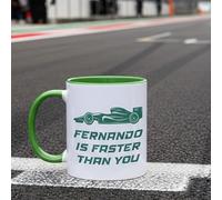 Wanapix |Taza cerámica Fórmula 1 | Regalos Frikis del Motor| 325 ml | Taza Temporada 2026 | Apta para Lavavajillas y Microondas | Asa Verde| Alonso is faster than you