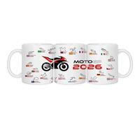 Wanapix |Taza cerámica Moto GP | Regalos Frikis del Motor| 325 ml | Taza Calendario Circuitos Temporada 2026 | Apta para Lavavajillas y Microondas | Asa e Interior color Blanco