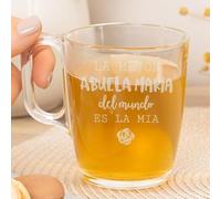 Wanapix | Taza de Té Personalizada con Nombre Grabado | Tazas de Cristal para infusiones | Capacidad 25 cl | Vidrio templado extra resistente | Aptas para Lavavajillas y Microondas | Abuela