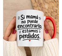 Wanapix | Taza Día de la Madre | Regalo para Mamá | 325 ml | Apta para Lavavajillas y Microondas | Asa e Interior Rojo | Si mamá no puede encontar