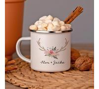 Wanapix | Taza esmaltada personalizada | 385 ml | Metal resistente | Estilo vintage o retro | Ideas de regalo | Camping | Boho