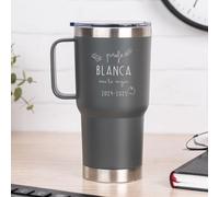 Wanapix | Taza Térmica Personalizada de Doble Capa | Capacidad 600 ml | Color Gris | Conserva Frío y Calor durante Horas | Grabado con Nombre y Textos | Regalos para Profesores | Profe Eres la Mejor
