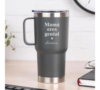 Wanapix | Taza Térmica Personalizada de Doble Capa | Capacidad 600 ml | Color Gris | Conserva Frío y Calor durante Horas | Grabado con Nombre y Texto | Regalo Día de la Madre | Mamá, eres genial