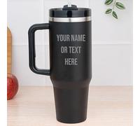 Wanapix | Taza Térmica XL Personalizada de Doble Capa | Capacidad 1,2 L | Conserva Frío y Calor Horas | Color Negro | Personaliza mediante Grabado | 100% Personalizado