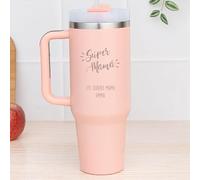 Wanapix | Taza Térmica XL Personalizada de Doble Capa | Capacidad 1,2 L | Conserva Frío y Calor Horas | Color Rosa | Personaliza mediante Grabado | Mamá