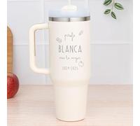 Wanapix | Taza Térmica XL Personalizada de Doble Capa | Capacidad 1,2 L | Conserva Frío y Calor Horas | Color Blanco | Personaliza mediante Grabado | Profe