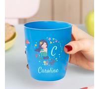Wanapix | Vaso de Plástico Personalizado para Niños | Vuelta al Cole/Guardería | Vasito azul Infantil con Nombre | Plástico Irrompible sin BPA | 300 ml | Sirena