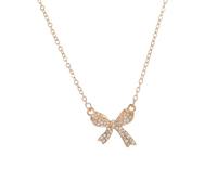 WanBigVa Delicado collar de lazo dorado y plateado con colgante de pajarita para mujeres y s cadena simple collar de lazo de moda collar de joyería regalos, Zinc, No es una piedra preciosa