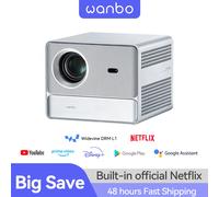 Wanbo-Proyector portátil de cine en casa, dispositivo de proyección de 1080P, 4K, con enfoque automático, 5G, WiFi, Bluetooth, modelo davune 1 Pro, Google TV11.0 Silver