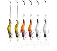 WANBY Conjunto de Cebo Suave de Silicona Artificial Luminoso Swimbait Señuelo de Pesca de Camarón con Anzuelos Aparejos de Pesca Agua Dulce/Agua Salada (6 Piezas)