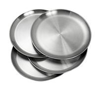 WANBY Platos de acero inoxidable 304 de metal, ligeros, irrompibles, no tóxicos, aptos para lavavajillas, sin BPA y saludables (4 piezas)