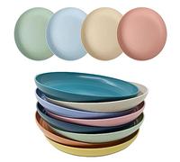 WANBY Platos de plástico ligeros irrompibles, no tóxicos, aptos para lavavajillas y microondas, saludables (8 piezas de 8 pulgadas)