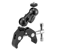 WANBY Soporte de Montaje de Abrazadera de Cámara con Brazo de Bola Doble con Súper Abrazadera con Rosca de 1/4" y 3/8" para Plataforma de Cámara DSLR, Monitor LCD, Luces de Flash LED