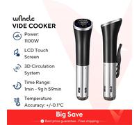 Wancle-cocina Sous Vide de 1100W, circulador de inmersión táctil LCD, cocina precisa, cocina al vacío impermeable IPX7 con pantalla Digital M820-Black