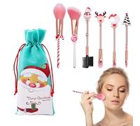 Wand Makeup Brush Set | 6 Christmas Brushes For Foundation, Blending, And Eye Makeup | Professional Quality For Women’s Beauty 6-Piece Wand Makeup Brush Set | Includes Foundation, Blush, Con