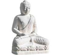 Wanda Collection Estatua de buda sentado fibra de vidrio posición ofrenda 105cm blanco