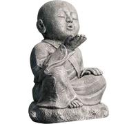 Wanda Collection Estatua de jardín monje shaolín feliz con pátina gris 40 cm