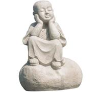 Wanda Collection Estatua monje shaolín pensativo gris claro 80 cm