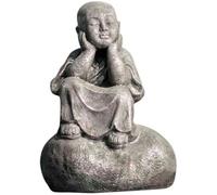 Wanda Collection Estatua monje shaolín pensativo pátina gris 80 cm
