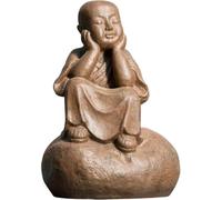 Wanda Collection Estatua monje shaolín pensativo pátina gris envejecida 80 cm