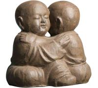 Wanda Collection Estatua monjes shaolín abrazados con pátina marrón envejecido 50 cm