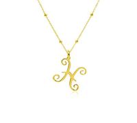 WANDA PLATA- Collar Símbolos del Zodíaco Piscis para Mujer Plata de Ley 925 con Baño de Oro, Colgante Horóscopo, Astrología