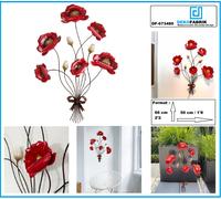 Wandbild-Strauß-Rote-Mohnblumen-Design-Dekoration-Metall-Lackiert-Ca 50x66cm