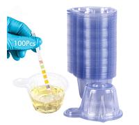 Wandefol 100pcs Taza de Orina, Vaso de Orina, Taza de Muestra de Orina, Vasos Prueba de Orina Plástico Deshechable 50ML con Mango Ancho Fácil de Sostener
