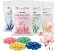 Wandefol Perlas de Cera 400g - Miel Rosa Aloe Vera Manzanilla, Brasileña, Cera Caliente Sin Bandas para Rostro Bikini Axilas, Cera Depilatoria Sin Bandas para Piel Sensible