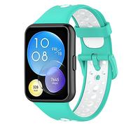 Wandeful Correa para Huawei Watch Fit 2 Pulsera, Huawei Watch Fit 2 Active/Classic/Elegant Pulsera, Coloridos Reloj Silicona Reemplazar Banda Pulsera (Menta/Blanco)