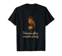 Wander Often Wander Wisely Owl Globo Brújula Diseño Camiseta