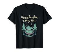 Wander Often Worry Less Mountain Lake Adventure Gráfico Camiseta