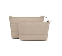 Wandering Nature Bolsa de Maquillaje pequeña para Bolso, Paquete de 2 Bolsas pequeñas de Maquillaje de Piel Vegana, Bonita Bolsa de Viaje con Cremallera para Mujer, Khaqi, 2 Set, Bolsa de Maquillaje