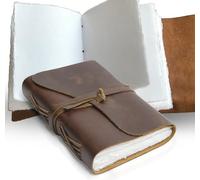 WANDERINGS Cuaderno de Cuero Vintage - Antiguo y Hecho a Mano con Papel con Borde de Marfil, Perfecto para Escribir, Dibujar, Pintar o como Diario, Cuaderno de Viajero, Diario de Viaje - 18 x 13 cm