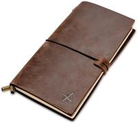 Wanderings Cuaderno de Viaje Tamaño Regular - 11,5 x 22 cm - Diario de Viaje - Cuaderno de Cuero Hecho a Mano, Robusto y Recargable. Hojas en Blanco de 100 GSM