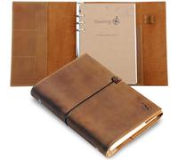 WANDERINGS Cuaderno Recargable A5 de Cuero - Organizador de Anillas con Bolsillos - Carpeta de Cuero Genuino Hecha a Mano - Compatible con Filofax - Páginas de Calendario Fechadas 22 cm x 15 cm
