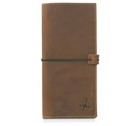 WANDERINGS Estuche Grande para Pasaporte de Piel y Cartera de Viaje - 11 x 23 cm - Organizador de Viaje Largo con Bloqueo RFID de Piel auténtica para Hombres y Mujeres, Porta Pasaporte Familiar