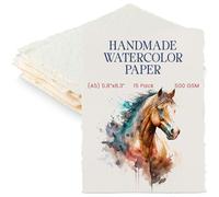 Wanderings Papel Grueso Para Acuarela Hecho A Mano Con Borde Rasgado A5-15x21 cm - 500 GSM, Papel Marfil Texturizado Para Técnicas Mixtas, Prensado En Frío Y Fabricado Con Algodón Reciclado - 15